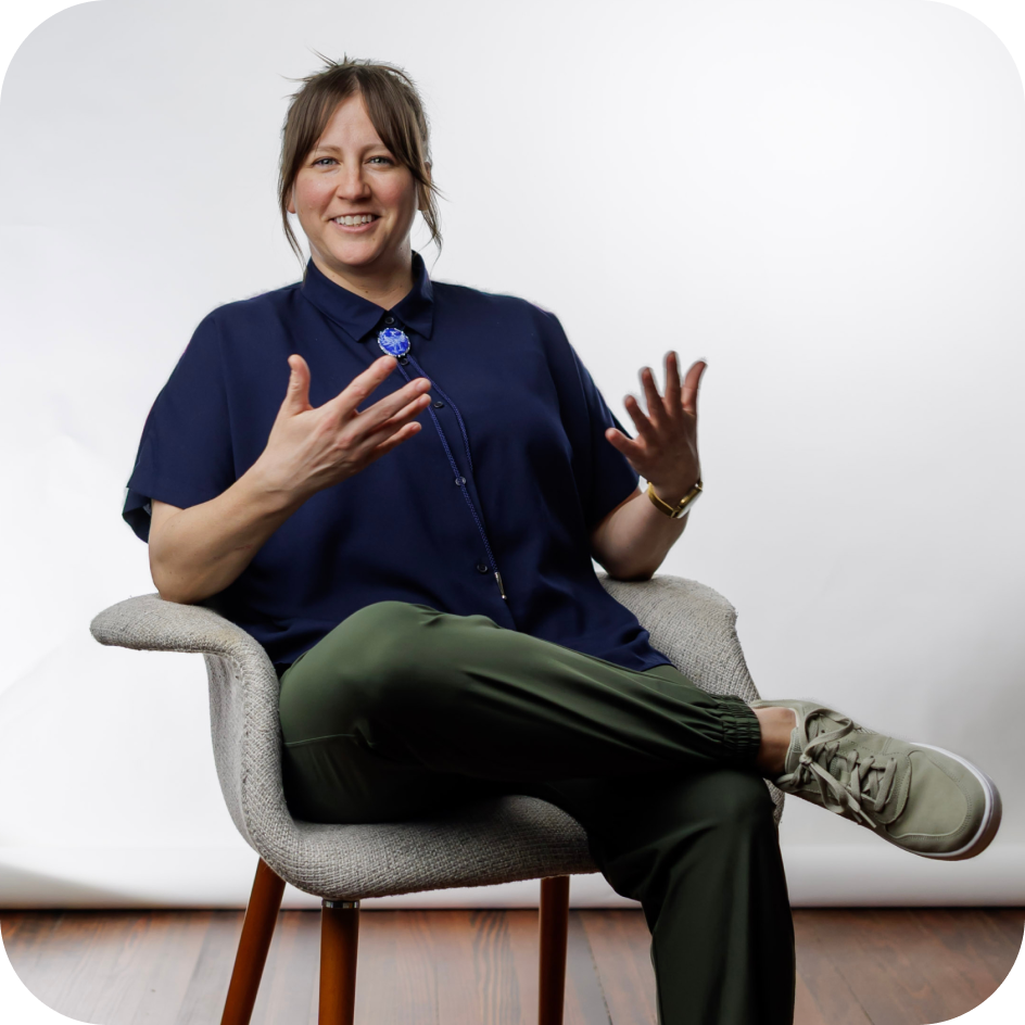 Addie Ragsdale seated in a studio